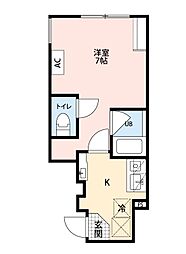LUORE HATAGAYA 1Kの間取図画像