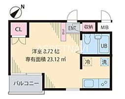 ビイルーム新宿 ワンルームの間取図画像