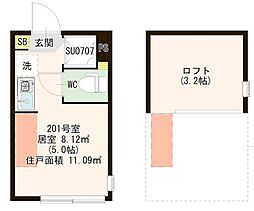 マルバ上板橋 ワンルームの間取図画像