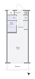スカイコート神楽坂 ワンルームの間取図画像