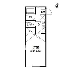 メゾン笹塚 1Kの間取図画像
