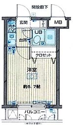 パークウェル西新宿 1Kの間取図画像