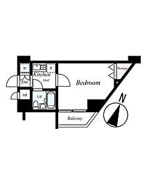グランレーブ都立大学 1Kの間取図画像