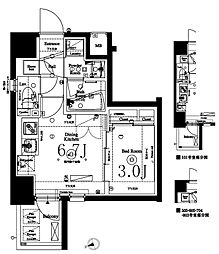 アークマーク梅屋敷アジールコート 1DKの間取図画像