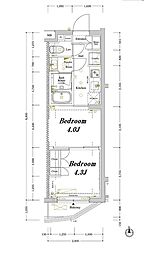 アークマーク中野坂上 2Kの間取図画像