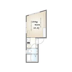 スプリングバンク 1Kの間取図画像