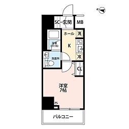 プレール・ドゥーク梅島 1Kの間取図画像