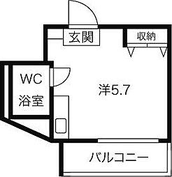 ヴィヴレコート ワンルームの間取図画像