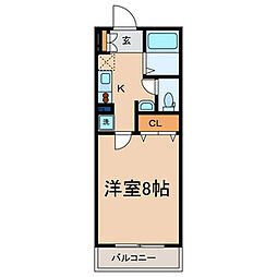 アルス浜田山 1Kの間取図画像