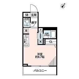 プレール・ドゥーク下井草 1Kの間取図画像