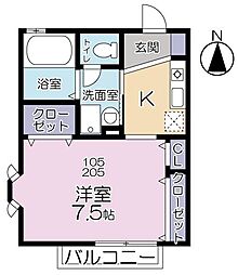 LaFesta 1Kの間取図画像