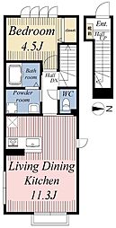 コスモスハイム 1LDKの間取図画像