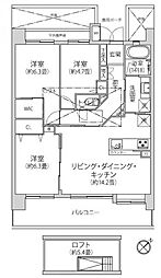 レールシティ八王子かえで通り 3LDKの間取図画像