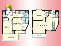 小田急線　町田駅　本町田　戸建 3LDKの間取り