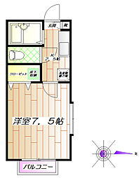 都営大江戸線 落合南長崎駅 徒歩8分の賃貸アパート 1階1Kの間取り