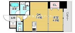 Osaka Metro千日前線 今里駅 徒歩2分の賃貸マンション 9階1DKの間取り