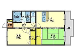 Osaka Metro千日前線 南巽駅 徒歩3分の賃貸マンション 4階2LDKの間取り