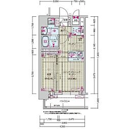 近鉄大阪線 鶴橋駅 徒歩5分の賃貸マンション 8階1LDKの間取り