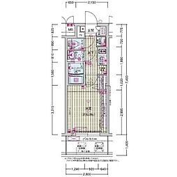 近鉄大阪線 鶴橋駅 徒歩5分の賃貸マンション 7階1Kの間取り