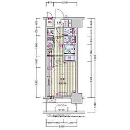近鉄大阪線 鶴橋駅 徒歩5分の賃貸マンション 3階1Kの間取り