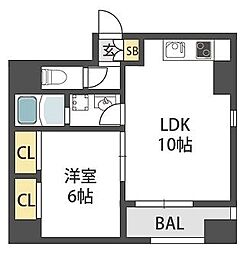 Osaka Metro千日前線 日本橋駅 徒歩8分の賃貸マンション 1階1LDKの間取り