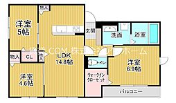 近鉄大阪線 今里駅 徒歩9分の賃貸アパート 2階2LDKの間取り