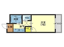 メゾンベルクール 1Kの間取図画像