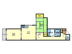 ロイヤルコート中道 2LDKの間取図画像
