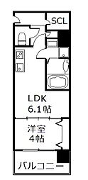 WOBKYOBASHI 1LDKの間取図画像