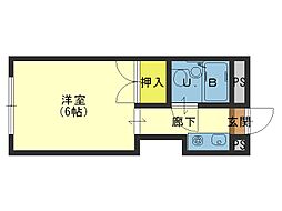 フォルツァ舟橋 1Kの間取図画像