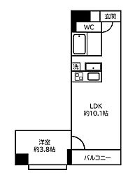 松屋町グランドハイツ 1LDKの間取図画像