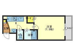 エイチ・ツー・オー東小橋2 1Kの間取図画像