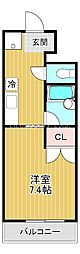 アーバンシティ上本町 1Kの間取図画像