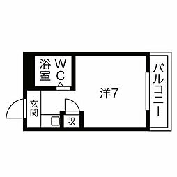 ベルハイム栄町 ワンルームの間取図画像
