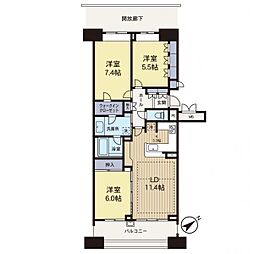 リビオシティ・ウイングフィールド 3LDKの間取り