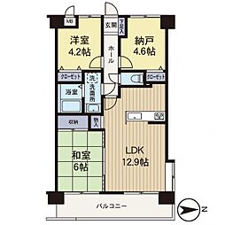 プラタスガーデンつきみ野 2SLDKの間取図画像