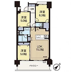 プラウディア中央林間 3LDKの間取図画像