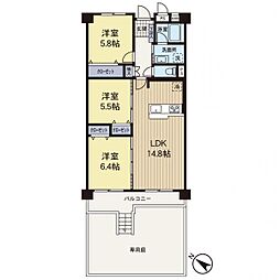 ライフコア東林間アネックス 3LDKの間取図画像
