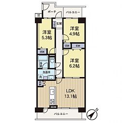 南林間ハイライズ 3LDKの間取図画像