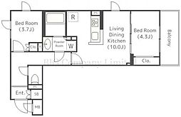 リビオメゾン大岡山 2階2LDKの間取り