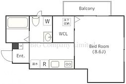 油面パークヴィレッジC棟 1階1Kの間取り