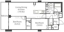 JP noie 等々力 3階2LDKの間取り