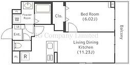 Feeju田園調布 1階1LDKの間取り
