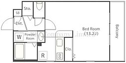 DeLCCS田園調布 2階ワンルームの間取り
