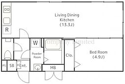 LEGALAND都立大学2 3階1LDKの間取り