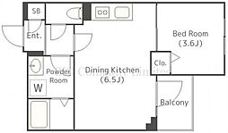 ルネサンスコート自由が丘 2階1DKの間取り