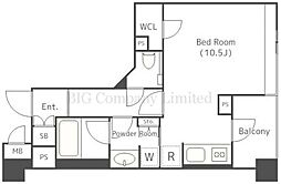 ダイナシティ碑文谷 4階ワンルームの間取り