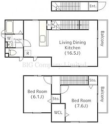 大岡山ハウス 2階2LDKの間取り