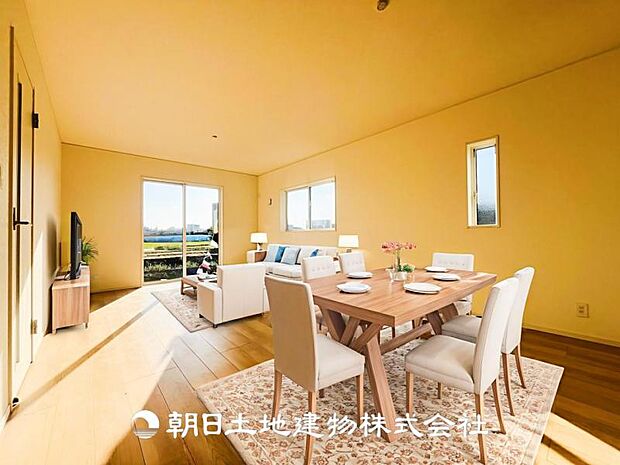 【LDK (約19.5帖)】※画像は実際の室内写真をもとに、家具・調度品の配置例をCG合成したもので、実際とは多少異なります。また、家具等は販売価格に含まれません。