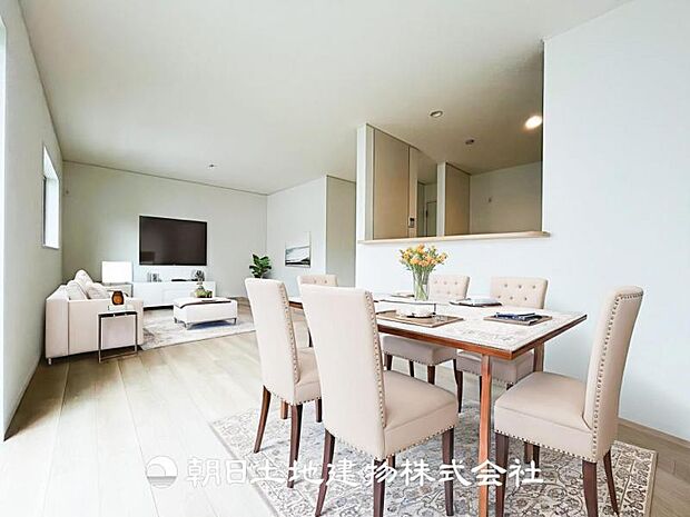 【LDK (約19.5帖)】※画像は実際の室内写真をもとに、家具・調度品の配置例をCG合成したもので、実際とは多少異なります。また、家具等は販売価格に含まれません。